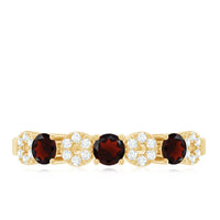 Natural Garnet Diamond Half Eternity Ring with Certificate