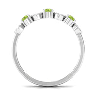 Peridot and Diamond Semi Eternity Ring