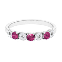 Semi Eternity Ring with Pink Tourmaline and Diamond