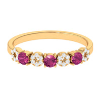 Semi Eternity Ring with Pink Tourmaline and Diamond