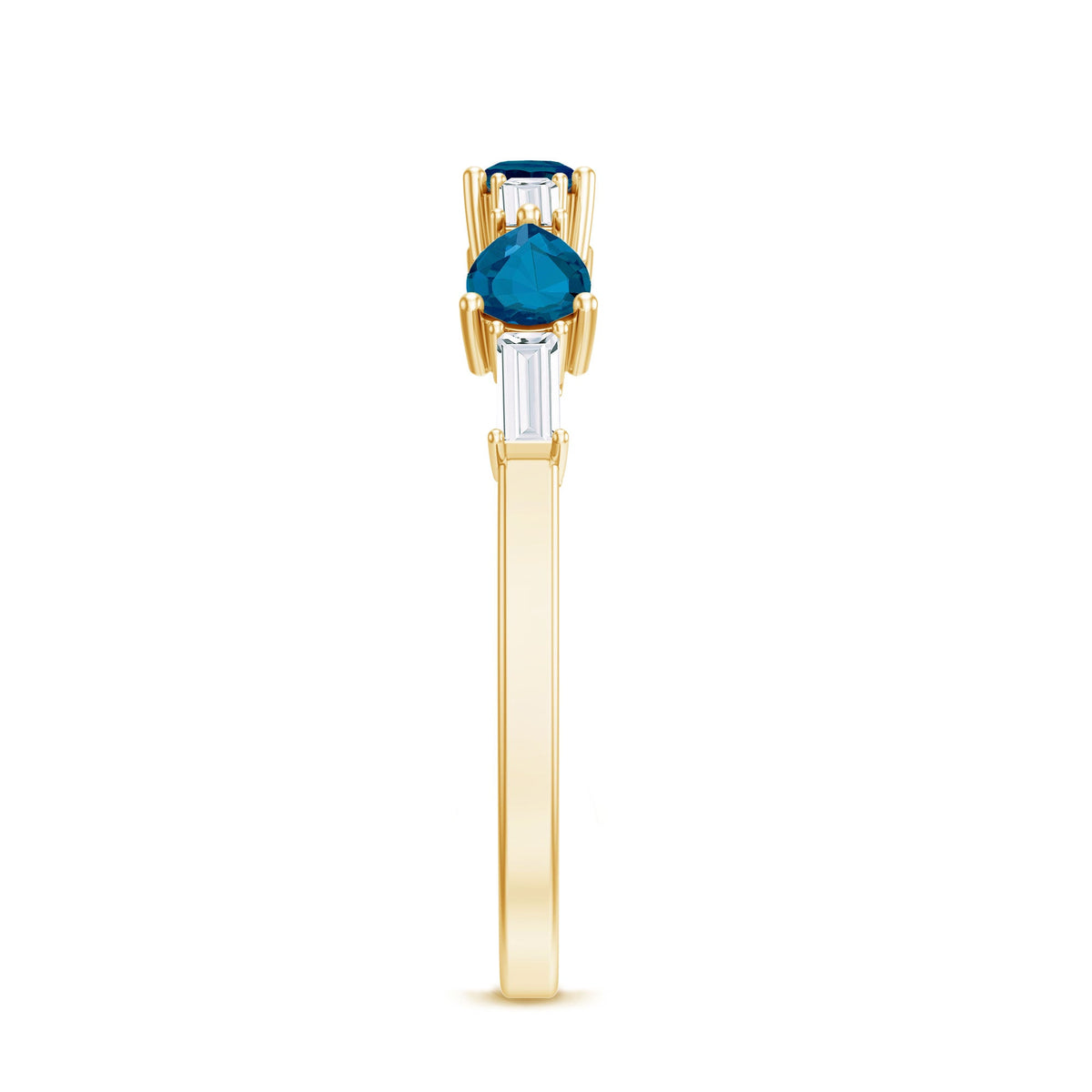 Pear Shape London Blue Topaz Eternity Band with Baguette Diamonds
