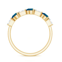 Pear Shape London Blue Topaz Eternity Band with Baguette Diamonds