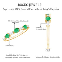 Certified Natural Emerald Diamond Half Eternity Anniversary Ring in East West Style