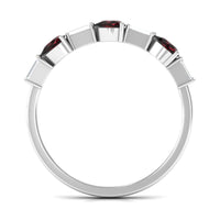 Natural Garnet Diamond Half Eternity Ring in East West Style