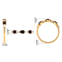 Natural Garnet Diamond Half Eternity Ring in East West Style