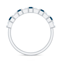 London Blue Topaz and Diamond Baguette Eternity Band Ring