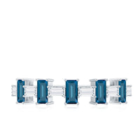 London Blue Topaz and Diamond Baguette Eternity Band Ring