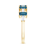 London Blue Topaz and Diamond Baguette Eternity Band Ring