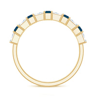 London Blue Topaz and Diamond Baguette Eternity Band Ring