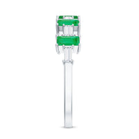Genuine Baguette Emerald Half Eternity Ring with Moissanite