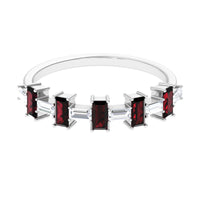 Genuine Baguette Garnet Diamond Half Eternity Ring
