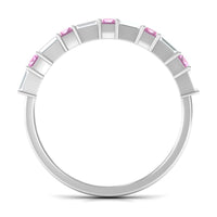 Pink Tourmaline and Moissanite East West Half Eternity Ring