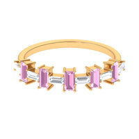 Pink Tourmaline and Moissanite East West Half Eternity Ring