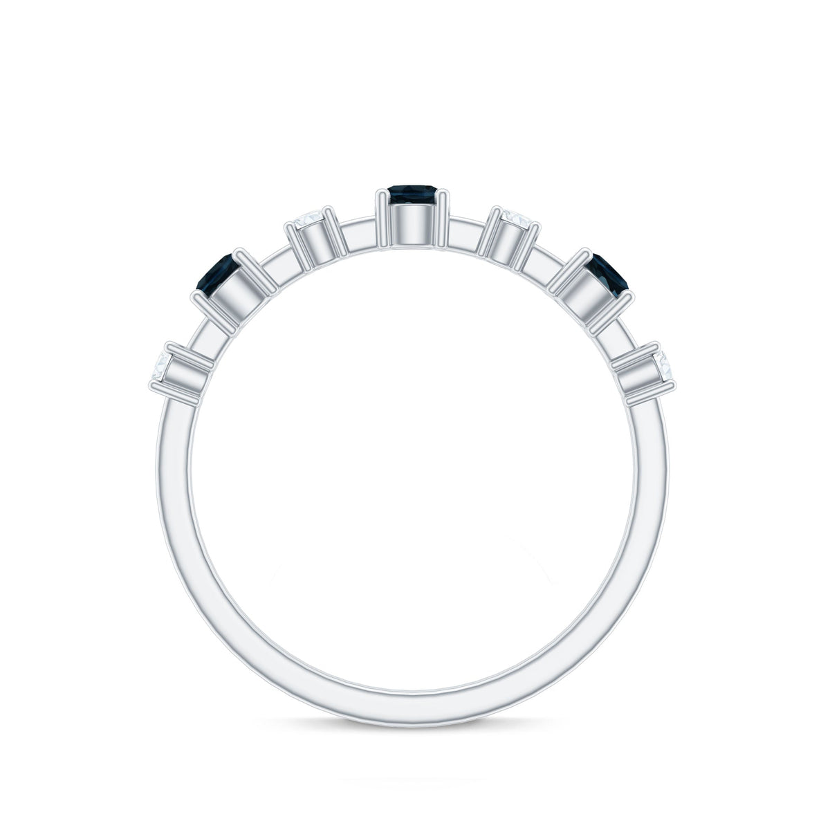 London Blue Topaz Wedding Eternity Band with Diamond