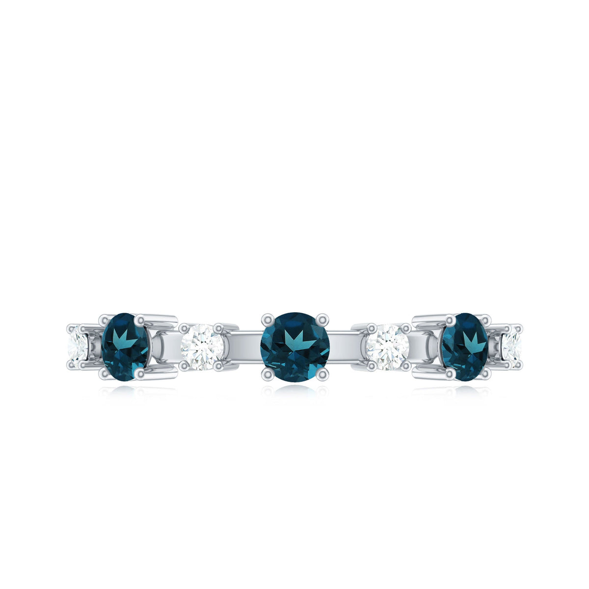 London Blue Topaz Wedding Eternity Band with Diamond