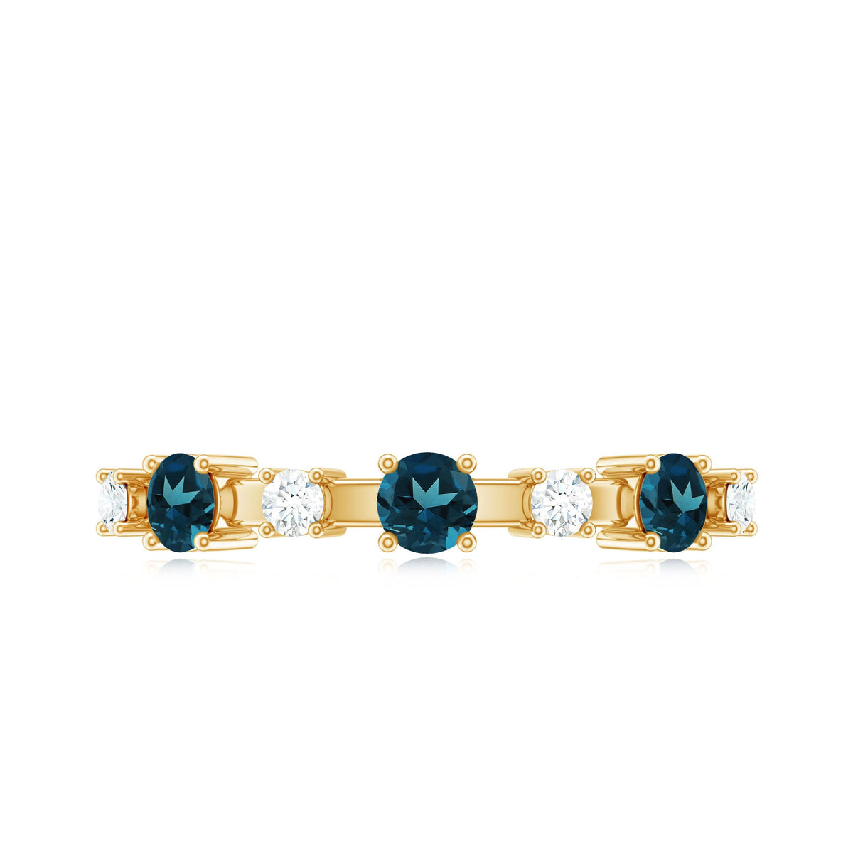 London Blue Topaz Wedding Eternity Band with Diamond