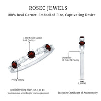 Natural Garnet Diamond Half Eternity Ring