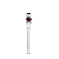 Natural Garnet Diamond Half Eternity Ring