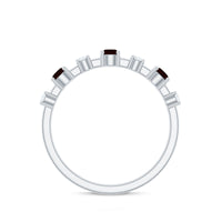 Natural Garnet Diamond Half Eternity Ring