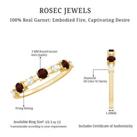 Natural Garnet Diamond Half Eternity Ring