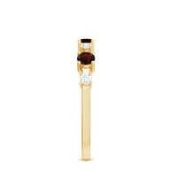 Natural Garnet Diamond Half Eternity Ring