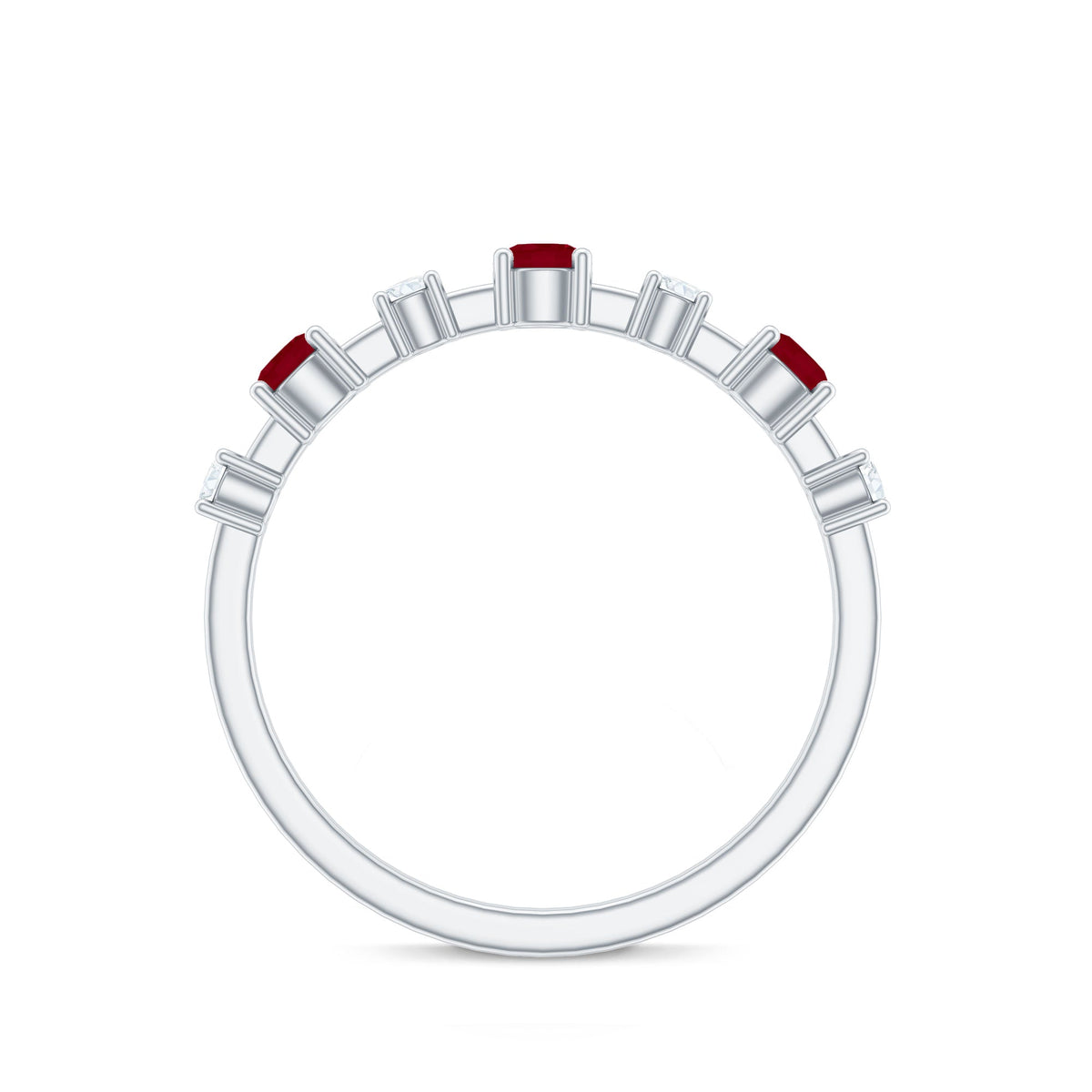 Natural Ruby Half Eternity Anniversary Ring with Diamond