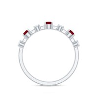 Natural Ruby Half Eternity Anniversary Ring with Diamond