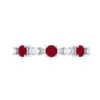 Natural Ruby Half Eternity Anniversary Ring with Diamond