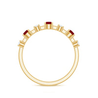 Natural Ruby Half Eternity Anniversary Ring with Diamond