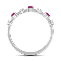 Pink Tourmaline and Diamond Half Eternity Ring
