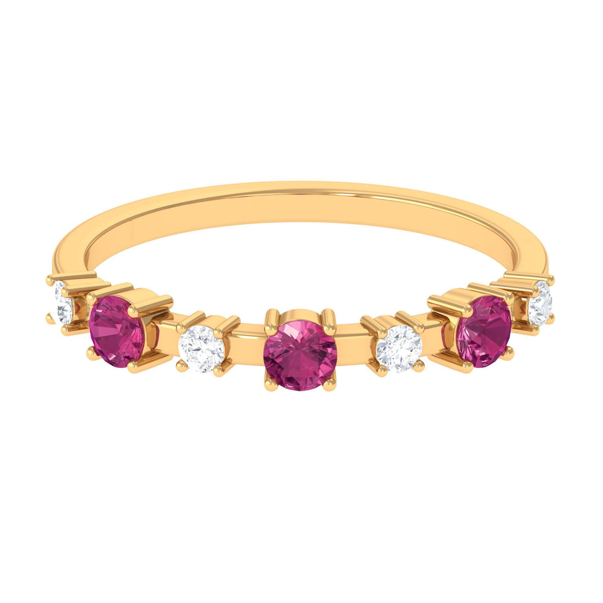 Pink Tourmaline and Diamond Half Eternity Ring