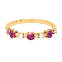 Pink Tourmaline and Diamond Half Eternity Ring