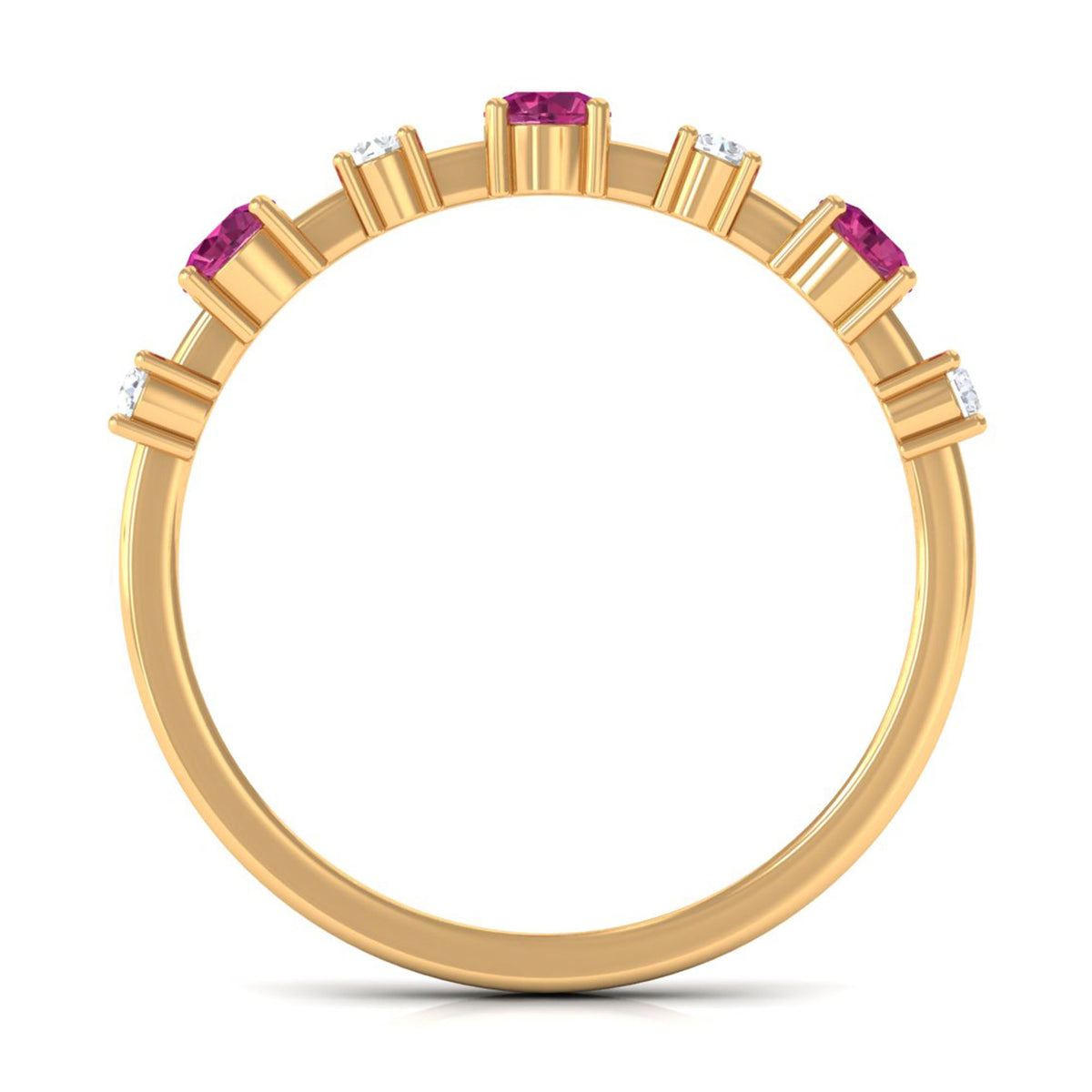 Pink Tourmaline and Diamond Half Eternity Ring