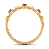Pink Tourmaline and Diamond Half Eternity Ring