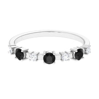 Black Spinel and Diamond Half Eternity Ring