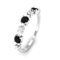 Black Spinel and Diamond Half Eternity Ring