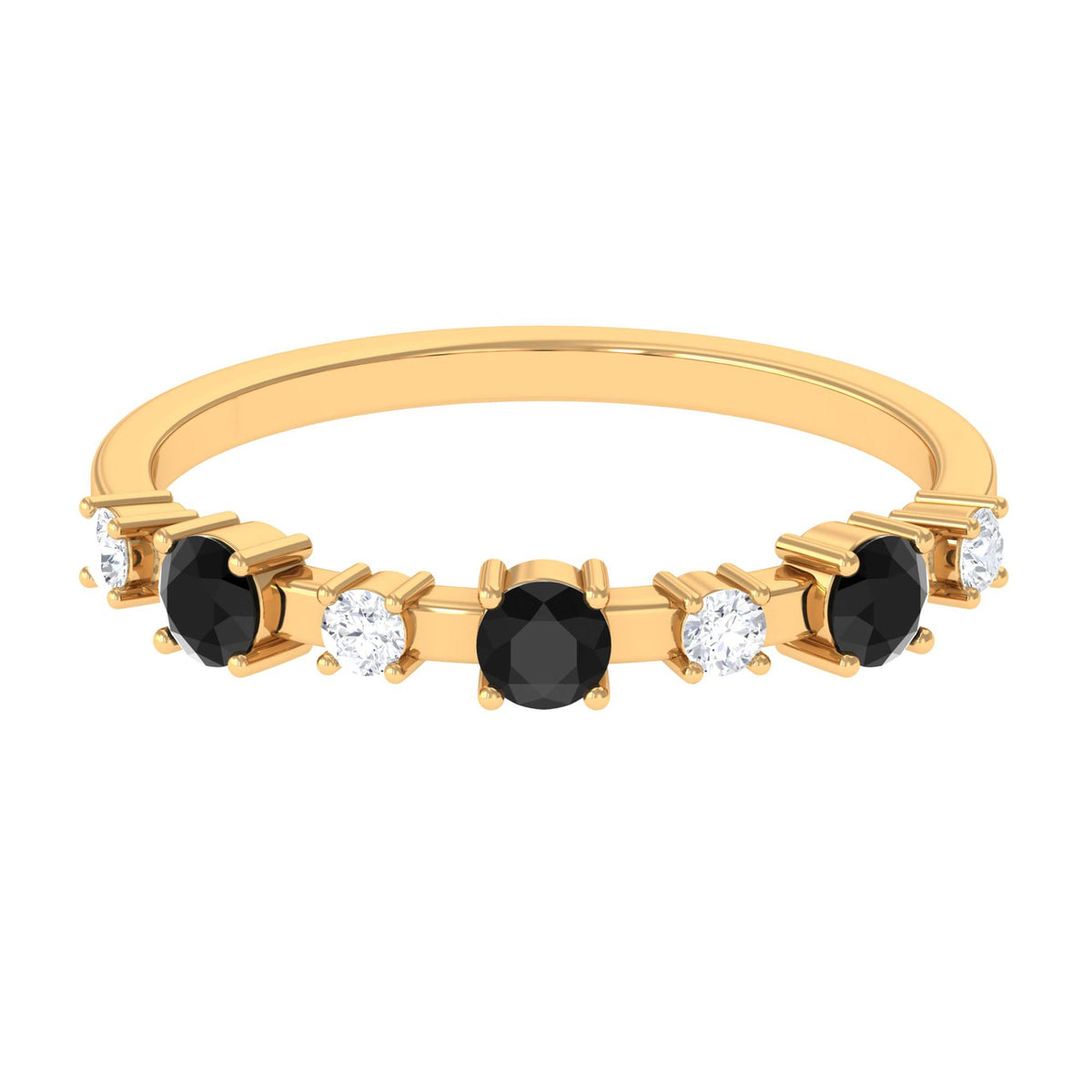 Black Spinel and Diamond Half Eternity Ring
