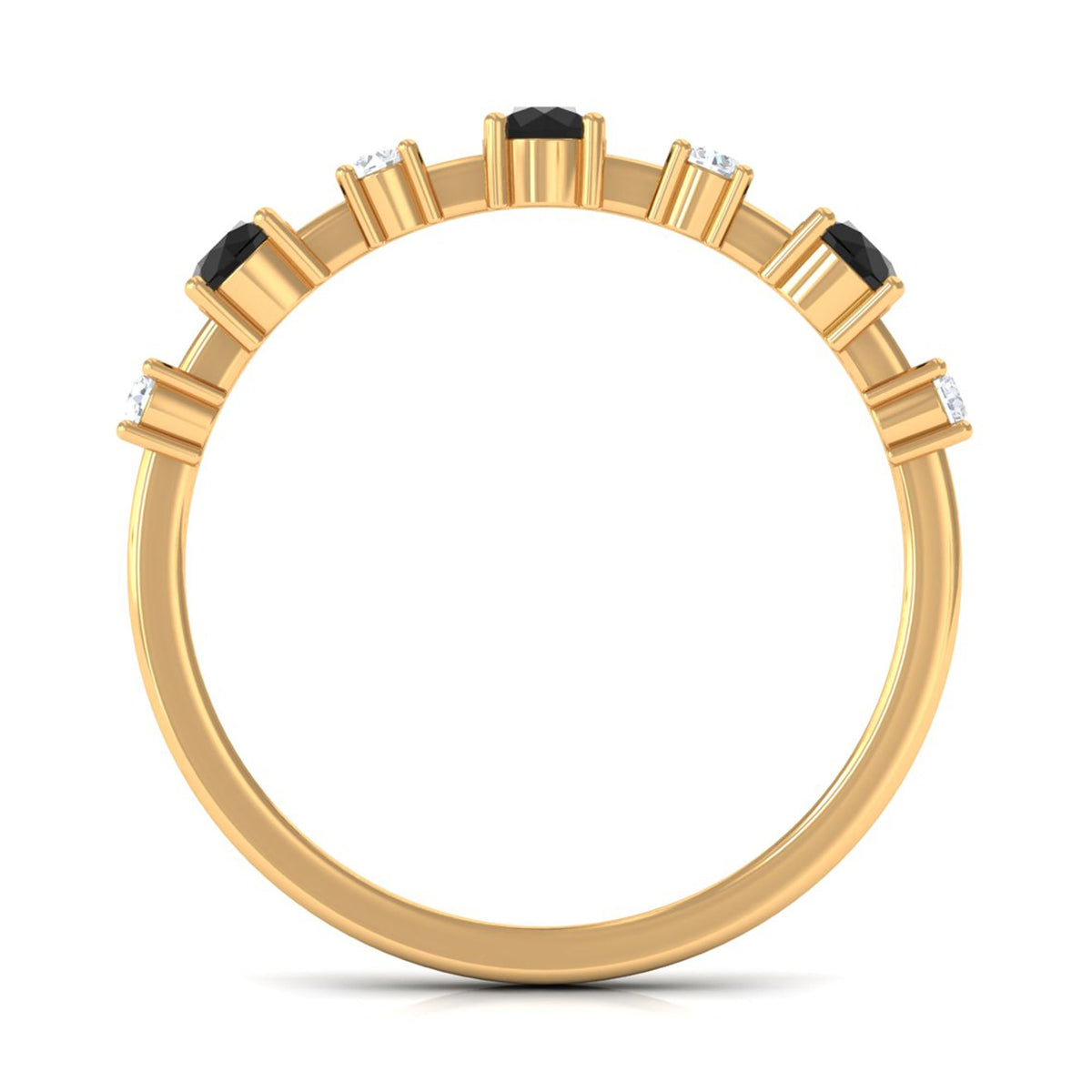 Black Spinel and Diamond Half Eternity Ring