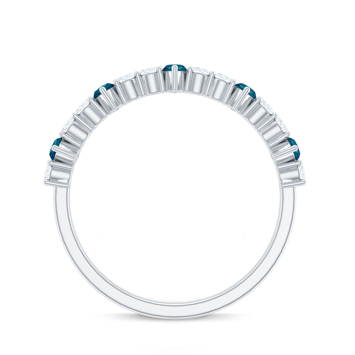 Marquise London Blue Topaz Semi Eternity Band with Diamond