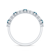 Marquise London Blue Topaz Semi Eternity Band with Diamond