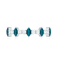 Marquise London Blue Topaz Semi Eternity Band with Diamond