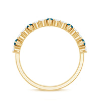 Marquise London Blue Topaz Semi Eternity Band with Diamond