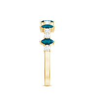Marquise London Blue Topaz Semi Eternity Band with Diamond