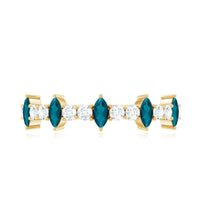 Marquise London Blue Topaz Semi Eternity Band with Diamond
