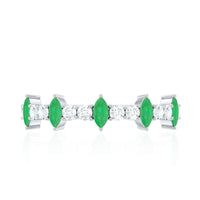 Natural Marquise Emerald Diamond Half Eternity Anniversary Ring with Certificate