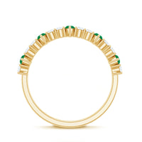 Natural Marquise Emerald Diamond Half Eternity Anniversary Ring with Certificate