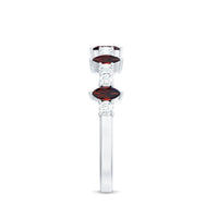 Natural Marquise Garnet Half Eternity Ring with Diamond