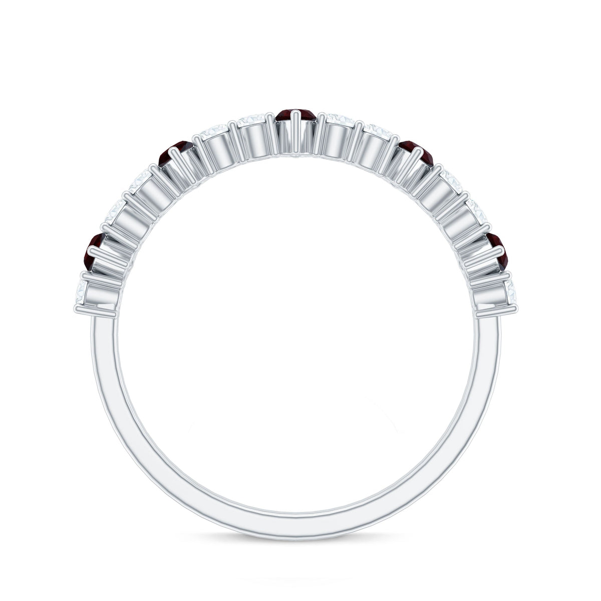 Natural Marquise Garnet Half Eternity Ring with Diamond