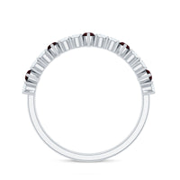 Natural Marquise Garnet Half Eternity Ring with Diamond