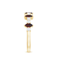 Natural Marquise Garnet Half Eternity Ring with Diamond